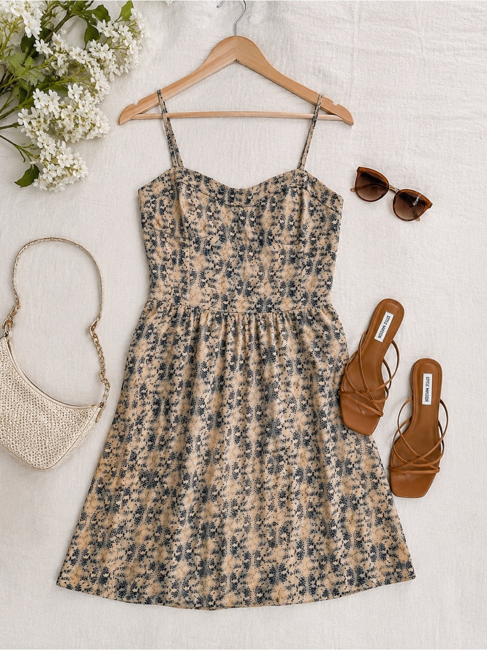 Moulinette Soeurs Anthropologie Silk Dress 6 Blue Toile Smocked Mini Sundress